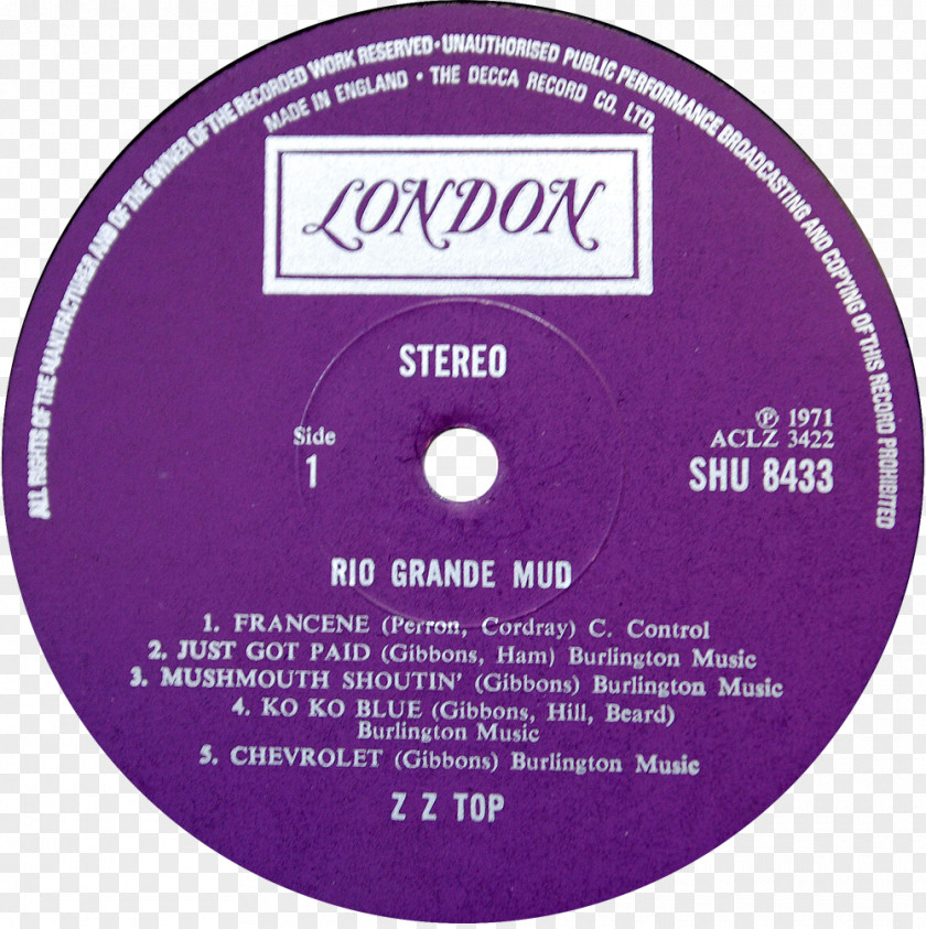 London Rio Grande Mud Records Record Label Album ZZ Top PNG