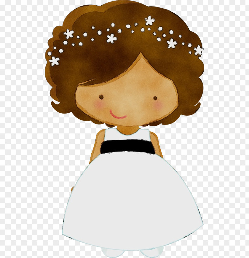Brown Hair Cartoon Watercolor Wedding Invitation PNG