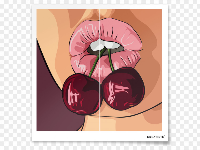 Cherries Vector Eye Poster Cartoon Pink M PNG