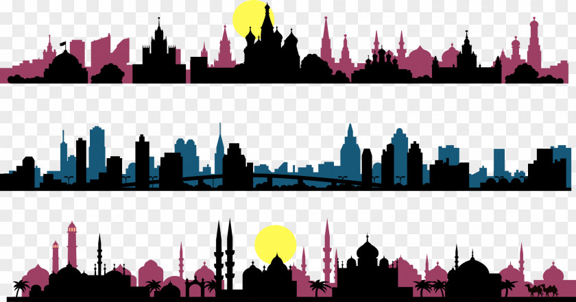 City Silhouette Wallpaper PNG