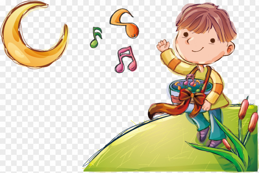 Standing On The Grass Boy Singing Download PNG