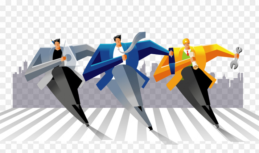 Fashion Color Abstract Vector Business Man Running Public Relations PNG