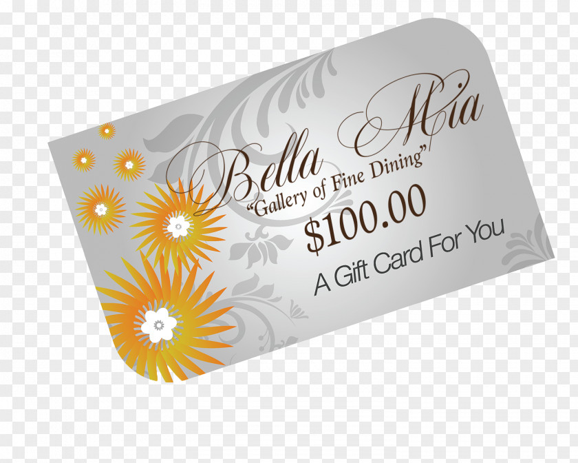 Gift Italian Cuisine Bella Mia Fine Dining Card Chophouse Restaurant PNG