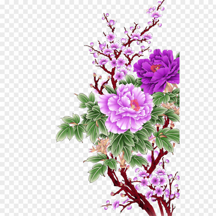 Peony Painting Flower Garlic PNG