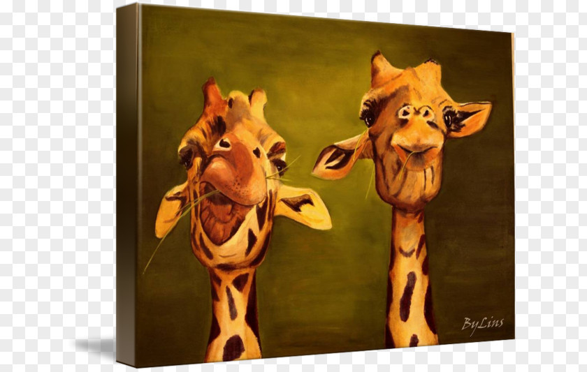 Watercolor Giraffe Painting Gallery Wrap Canvas Art PNG