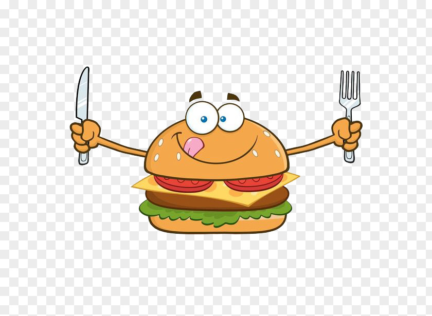 Hamburger With Knives And Forks Royalty-free Cartoon Stock Illustration PNG