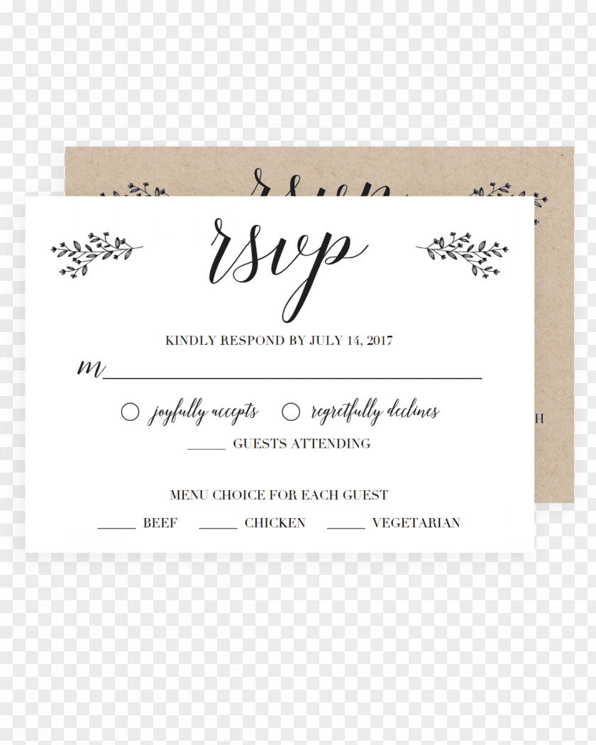 Menu Card Wedding Invitation Paper RSVP Place Cards PNG
