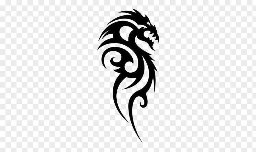 Dragon Logo Jagua Tattoo White Stencil PNG