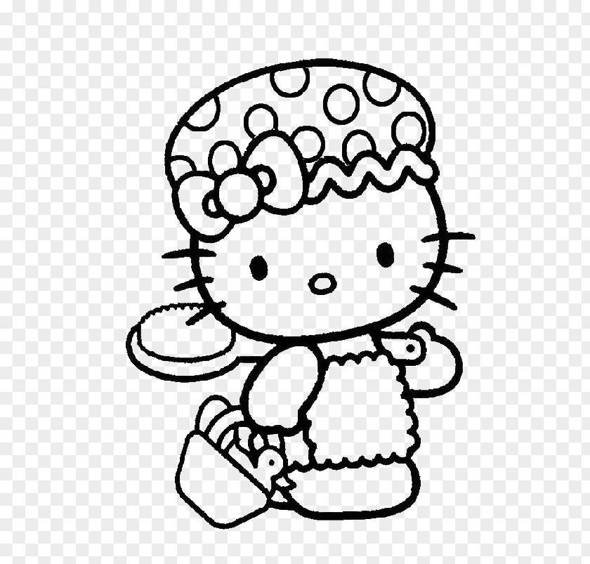 Purple Hello Kitty In Overalls Coloring Book My Melody Drawing Image PNG