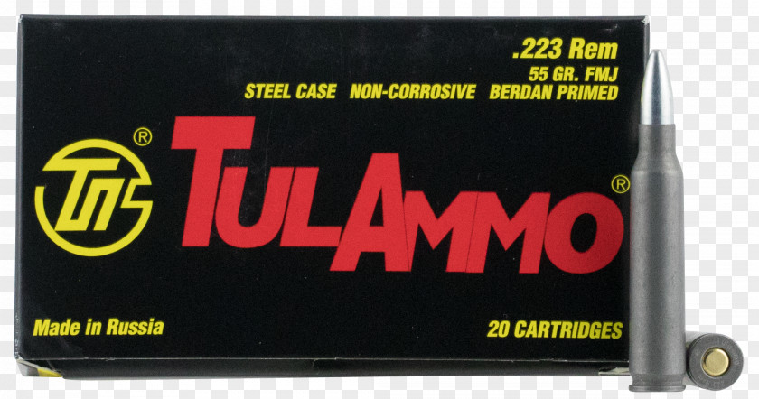 Ammunition Full Metal Jacket Bullet .223 Remington Cartridge Tula Arms Plant PNG
