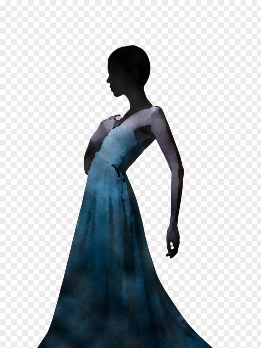 Formal Wear Fashion Model Dress Blue Gown Clothing Silhouette PNG