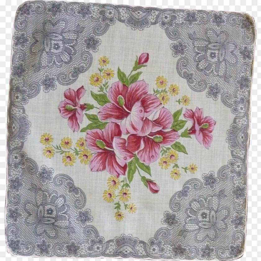 Ruby Lane Handkerchief Floral Design Collectable PNG