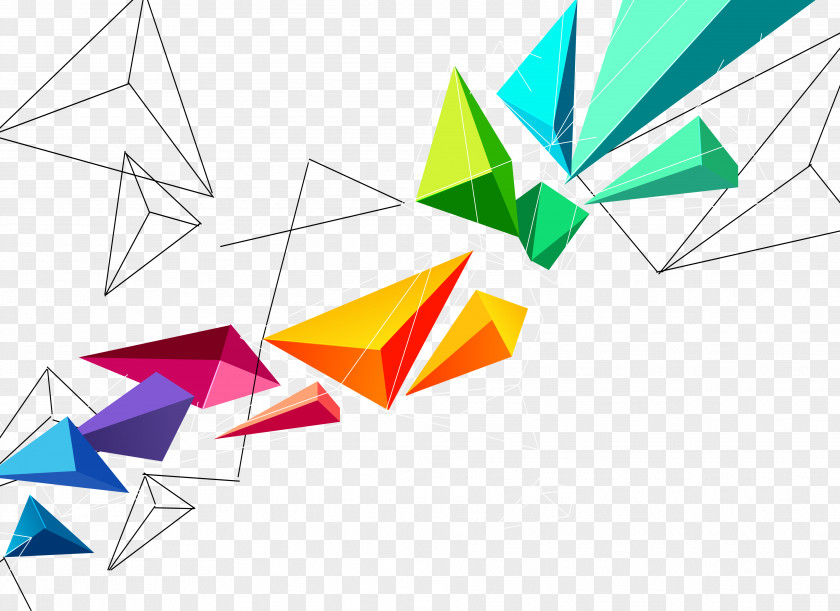 Three-dimensional Geometric Triangle Block PNG