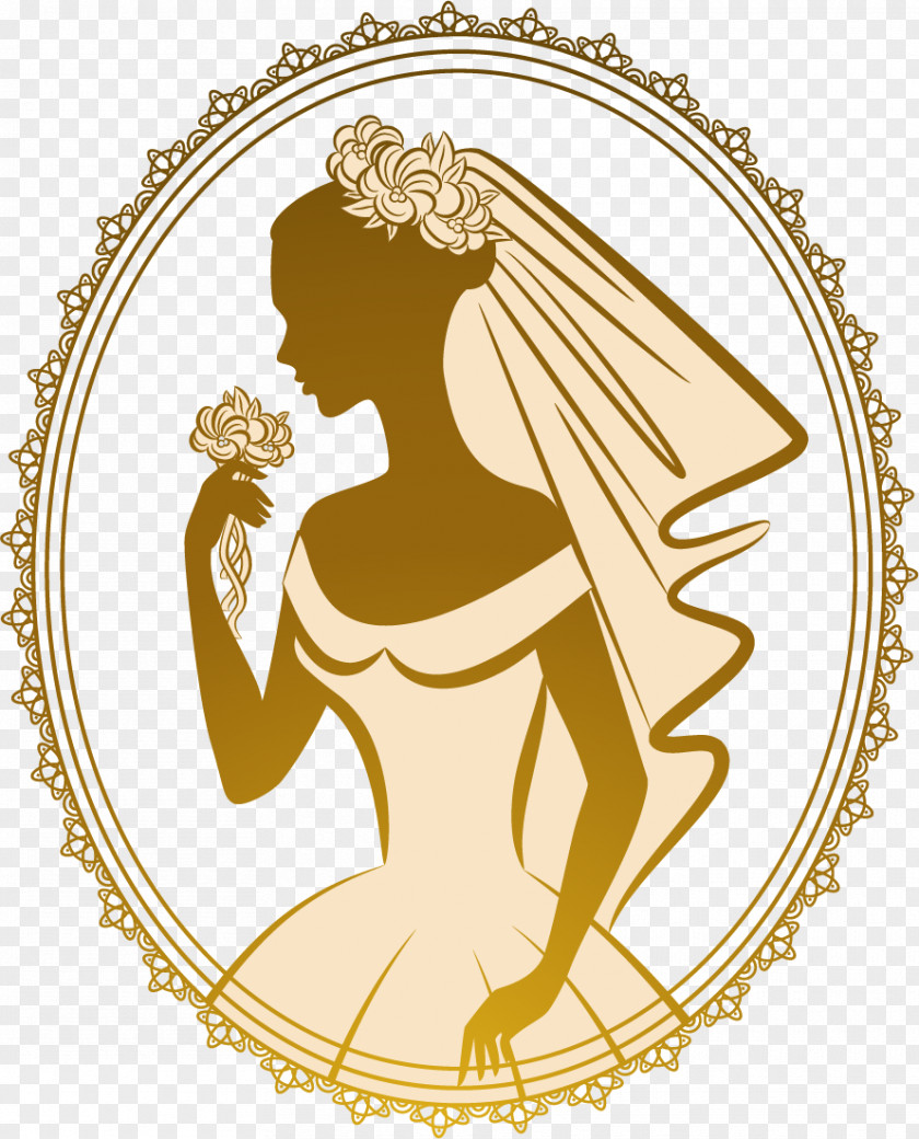 Vector Hand-painted Bride Wedding Dress Clip Art PNG