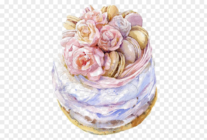 Cartoon Cream Cake Watercolor Painting Paper Art Illustration PNG