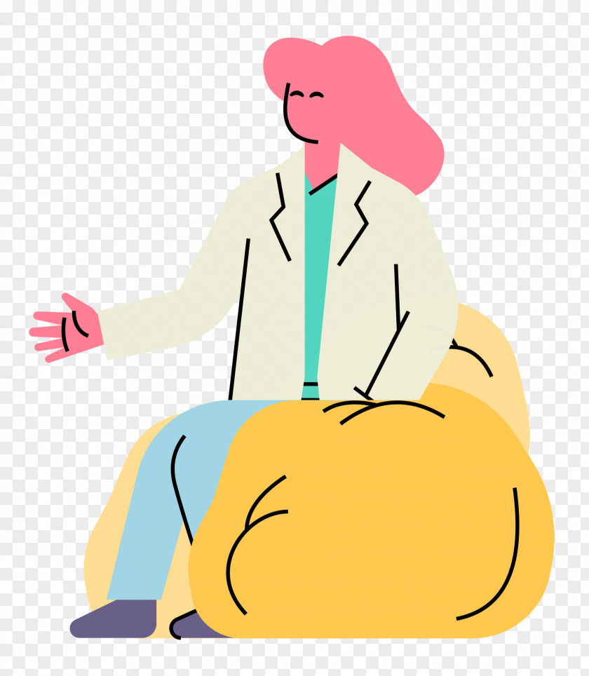 Cartoon Yellow Text Joint Sitting PNG