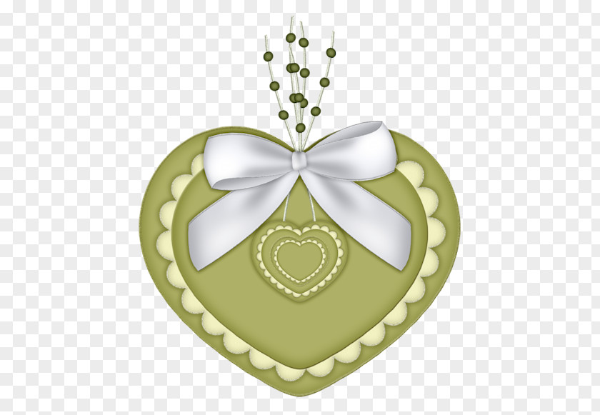 Green Heart Oval Ribbon PNG