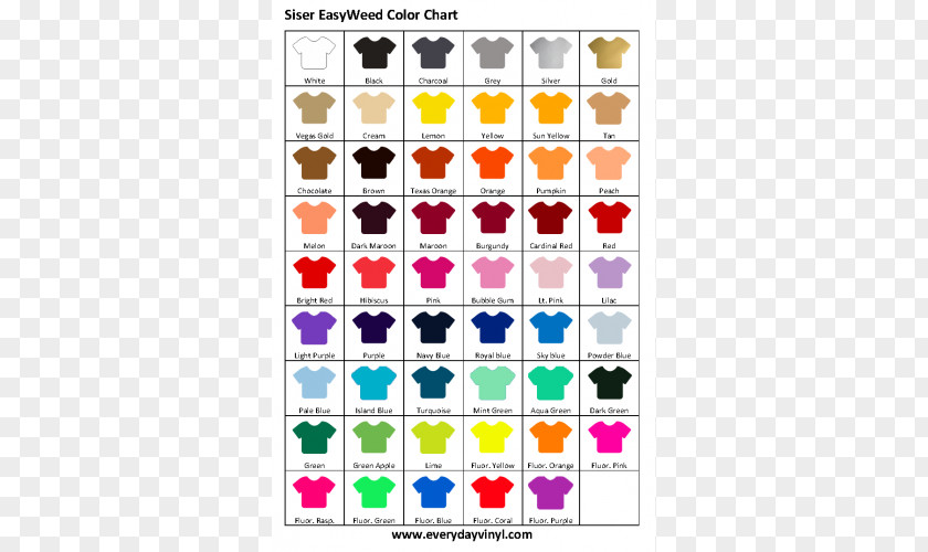 T-shirt Heat Transfer Vinyl Color Chart RGB Model PNG