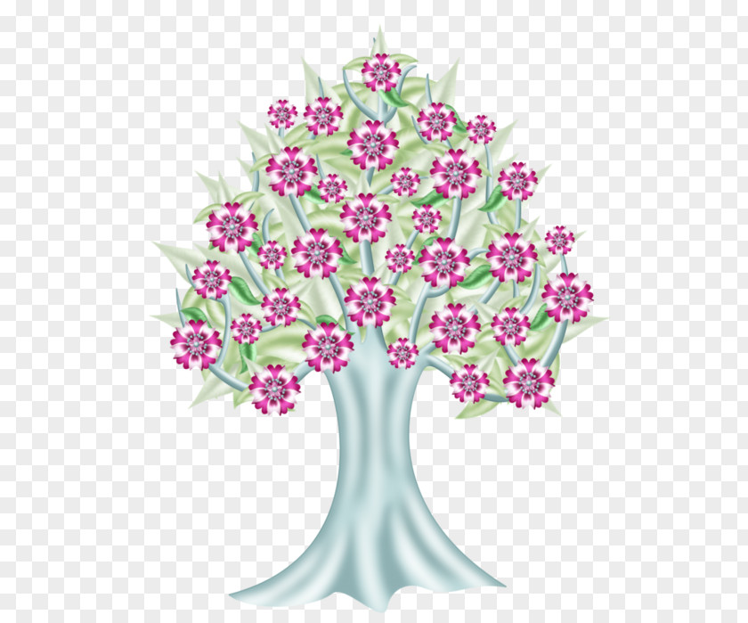 Tree Floral Design Pink Cut Flowers Drawing PNG