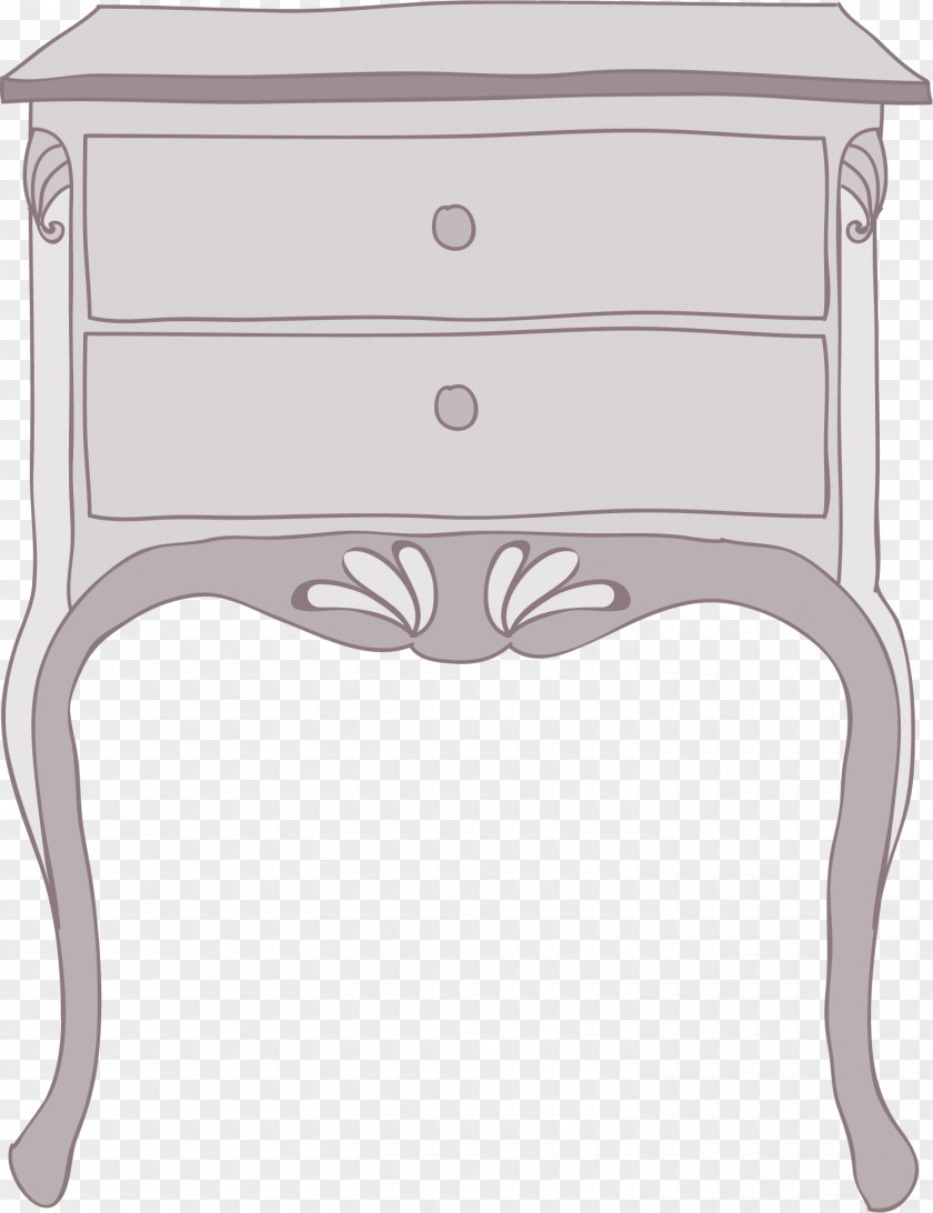 Hand Painted Grey Table Nightstand Drawer PNG