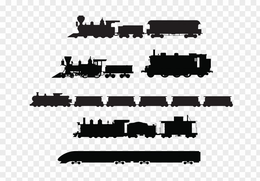 Stick Figure Black Train Rail Transport Silhouette Locomotive PNG