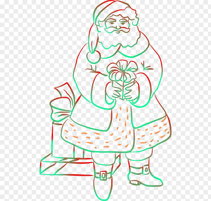 Santa Claus Christmas Tree Line Art Clip PNG