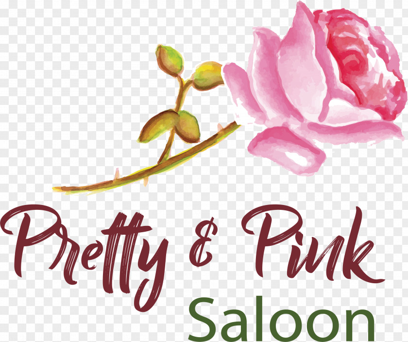 Pink Rose Garden Roses Watercolor Painting Logo PNG