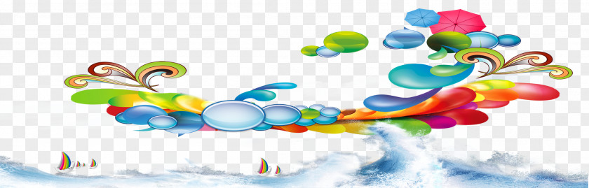Creative Decorative Color Poster Sea Sailboat Graphic Design PNG