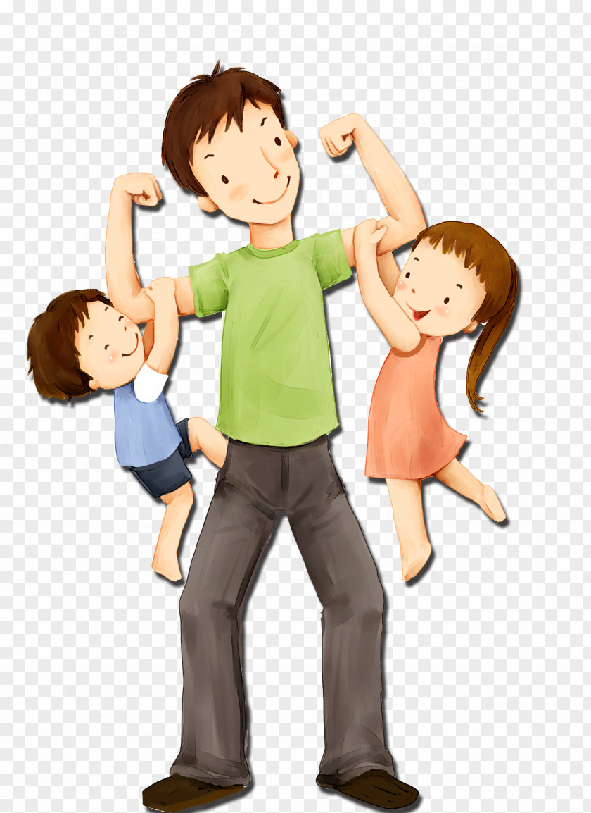 Dad And Kids Father's Day Sunday Child Illustration PNG