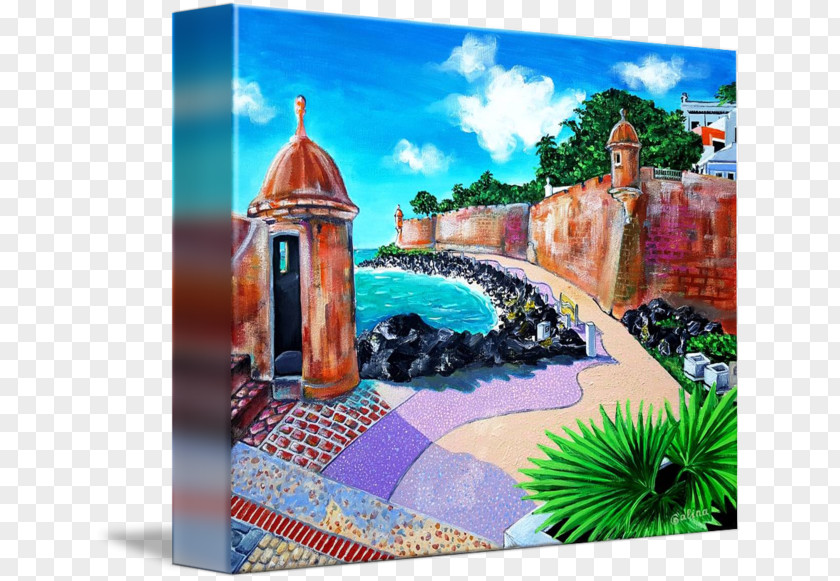 Painting Majorelle Blue Garden Gallery Wrap Canvas PNG