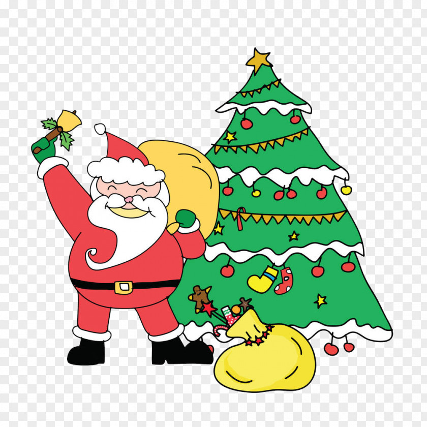 Santa Claus And Christmas Tree Drawing Photography Illustration PNG