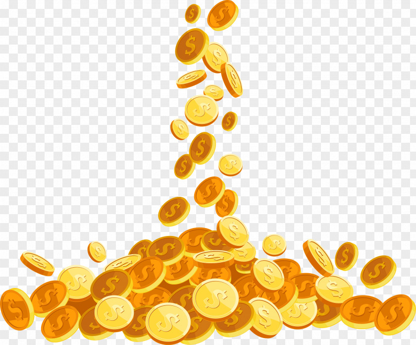 Vector Hand Painted Drop Of Gold Coins Coin Euclidean PNG