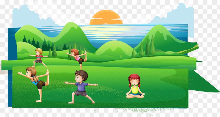 Vector Hand Painted Yoga Photography Stock Illustration PNG