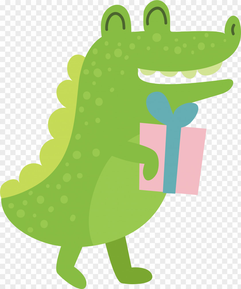 Green Gift Giving Alligator PNG