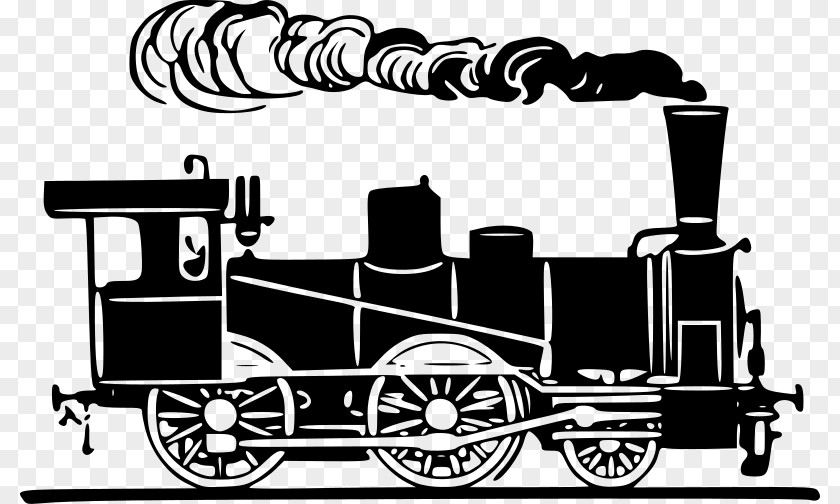 Smoky Black And White Rail Transport Train Steam Locomotive Clip Art PNG