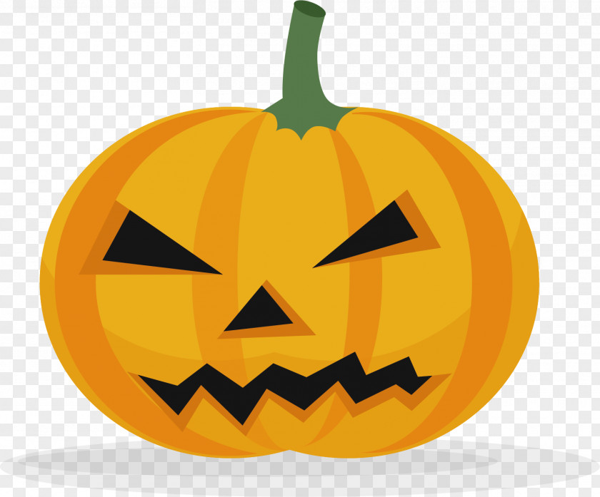 Vector Hand-painted Cute Pumpkin Jack-o'-lantern Calabaza Gourd Clip Art PNG