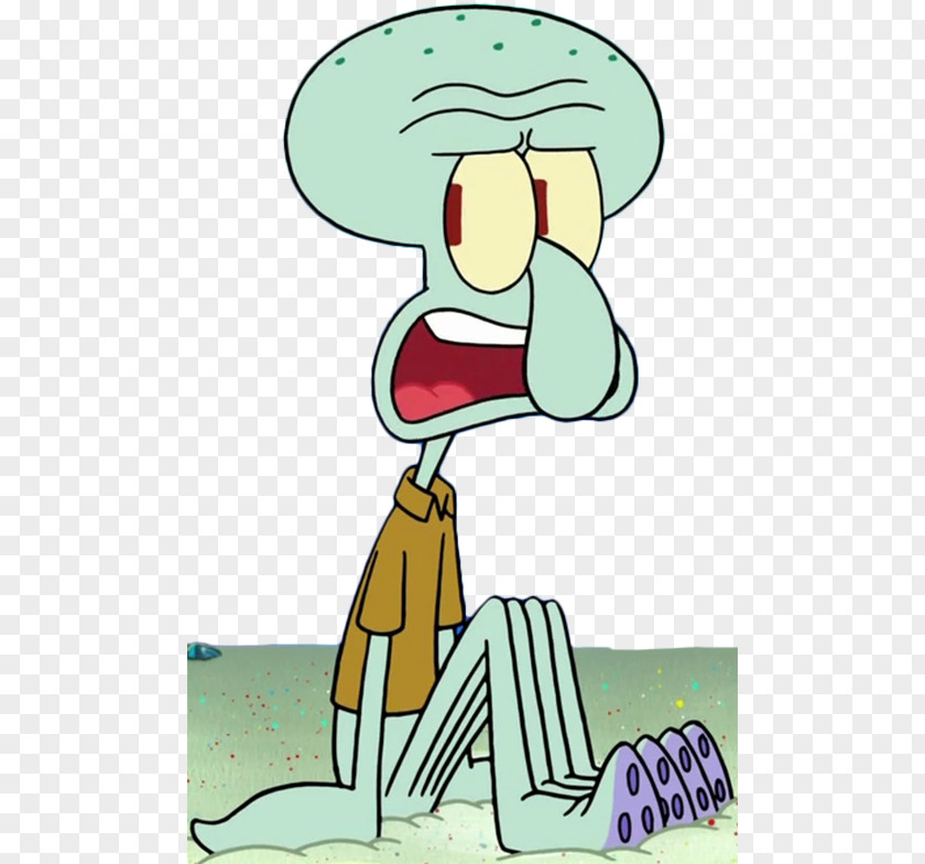 Cartoon Octopus Sitting In The Sand Squidward Tentacles Patrick Star Character PNG
