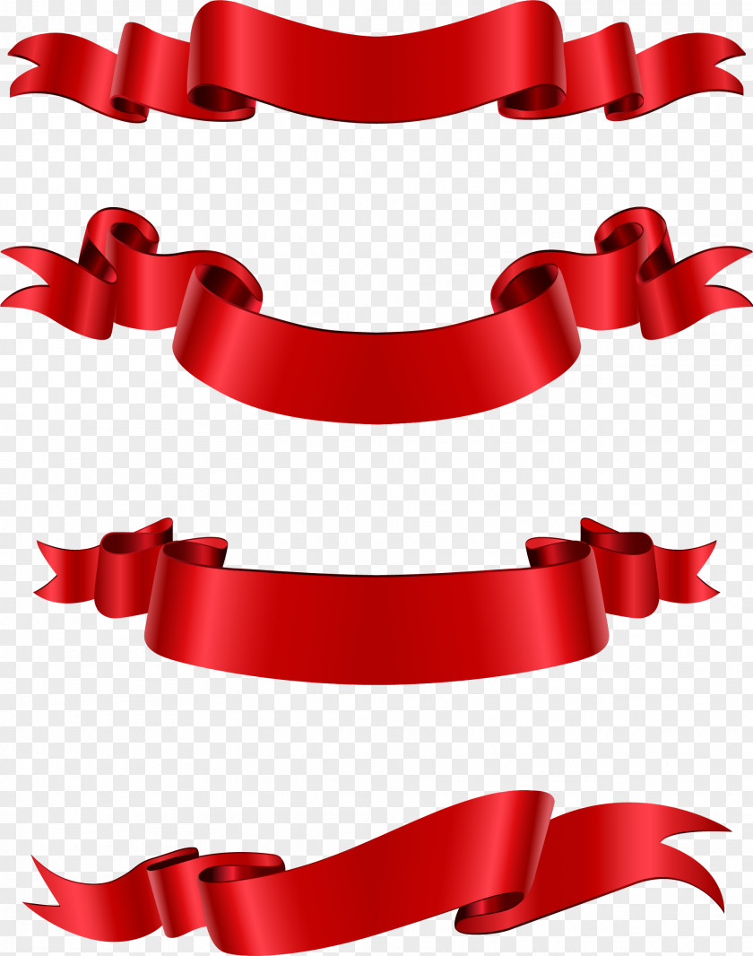 Exquisite Red Ribbon Paper PNG