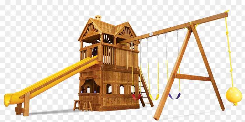 Wooden Playground Fort Slide Swing Jungle Gym Trapeze PNG