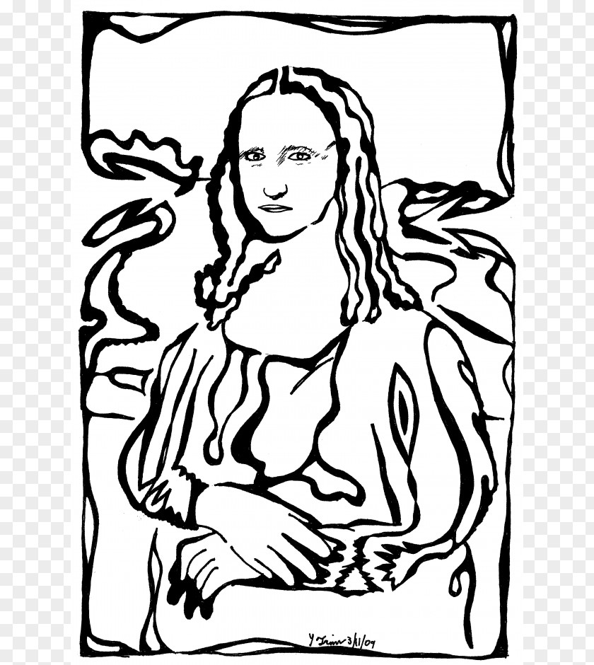 Black And White Mona Lisa Isleworth Drawing Portrait Clip Art PNG