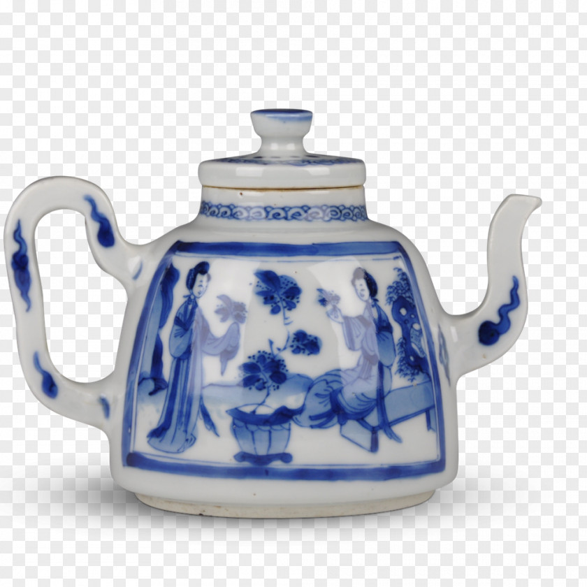 Chinese Style Bottom Teapot Kettle Blue And White Pottery Ceramic PNG