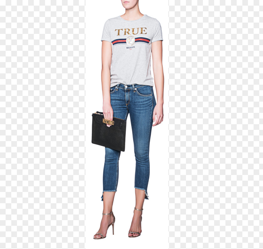 Fashion Woman Printing Jeans T-shirt Denim Sleeve Clothing PNG