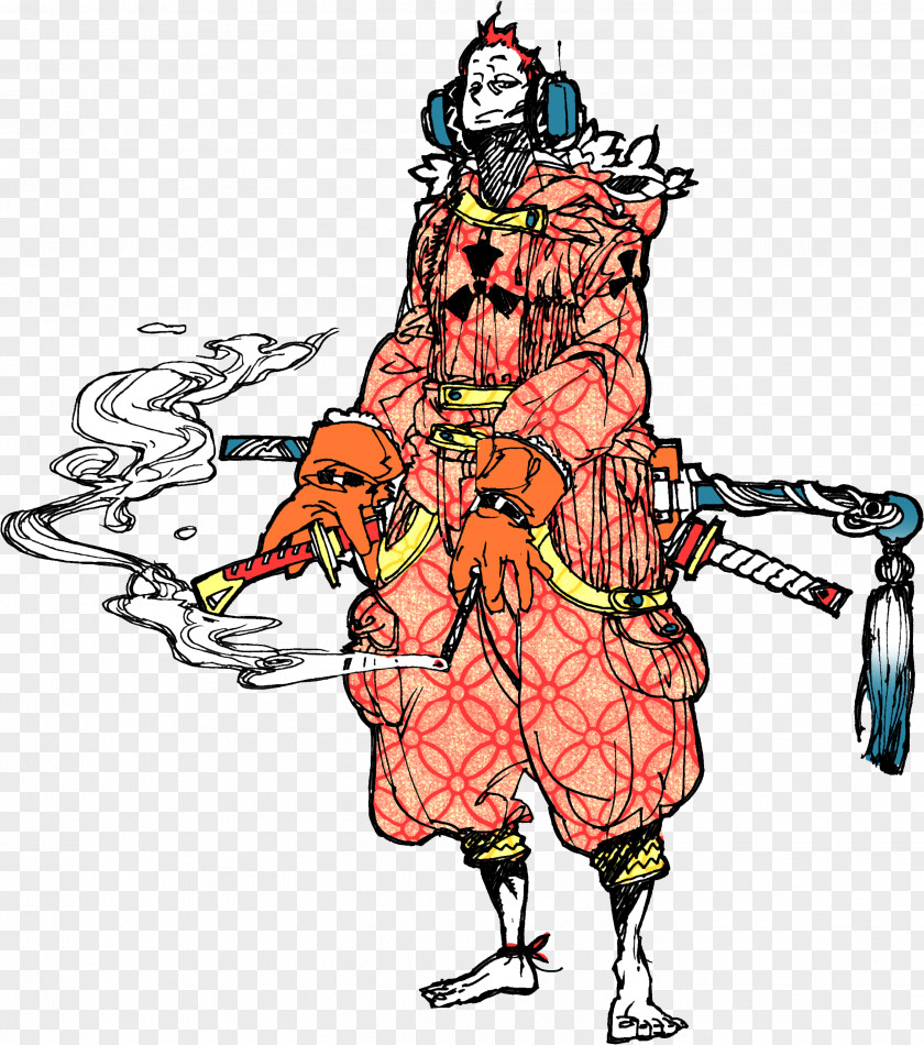 Japanese Samurai Color Bushido Illustration PNG