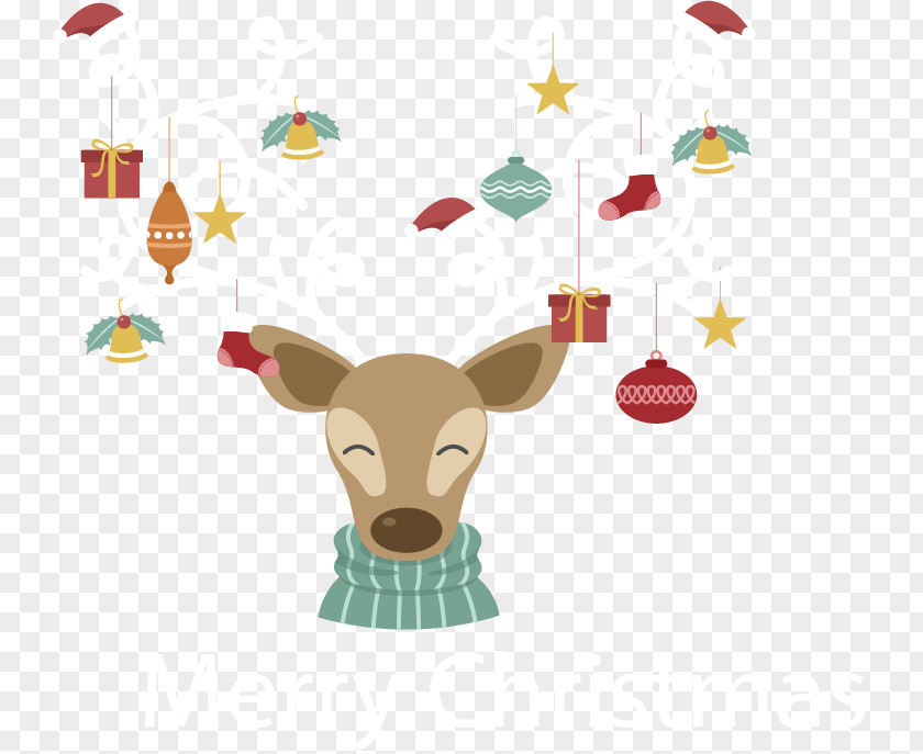 Smiling Reindeer Avatar Santa Claus Christmas Illustration PNG