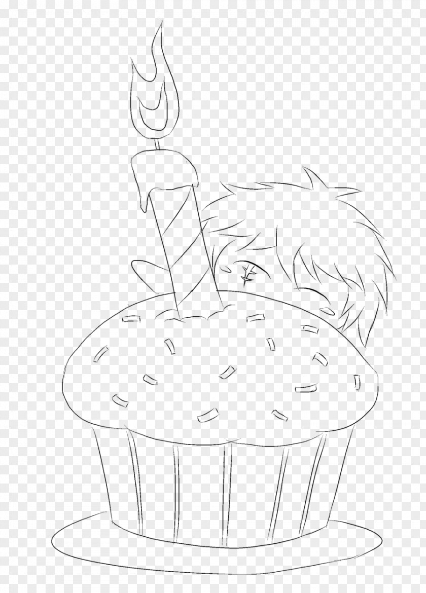 Cupcake Line Drawing Art White Sketch PNG