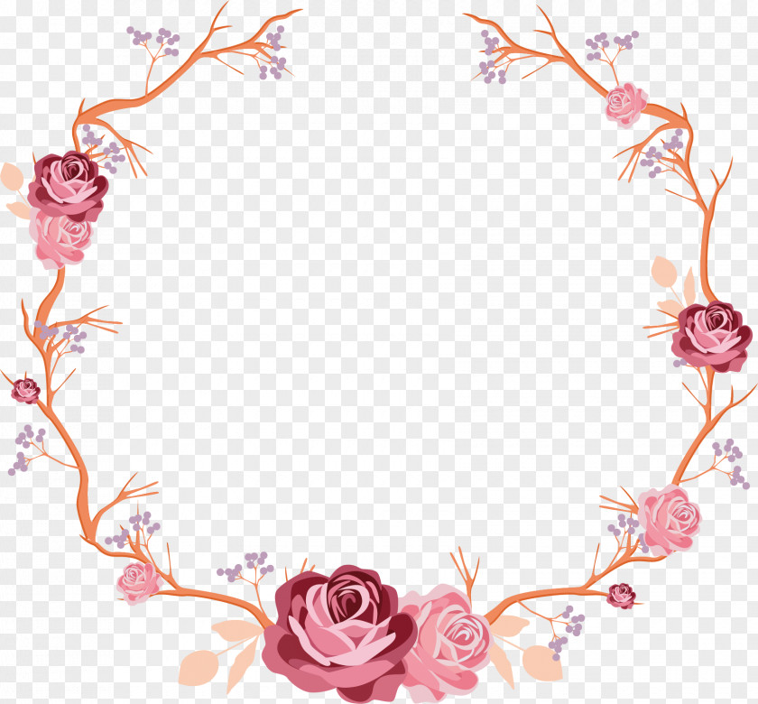 Hand Painted Rose Flower Vine PNG