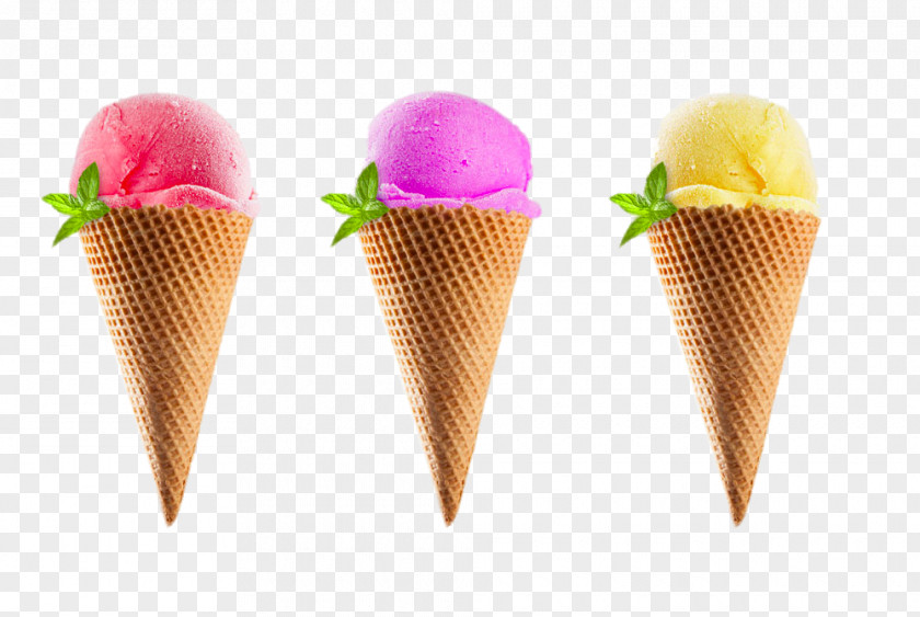 HD Tri-color Cones Ice Cream Cone Sundae PNG