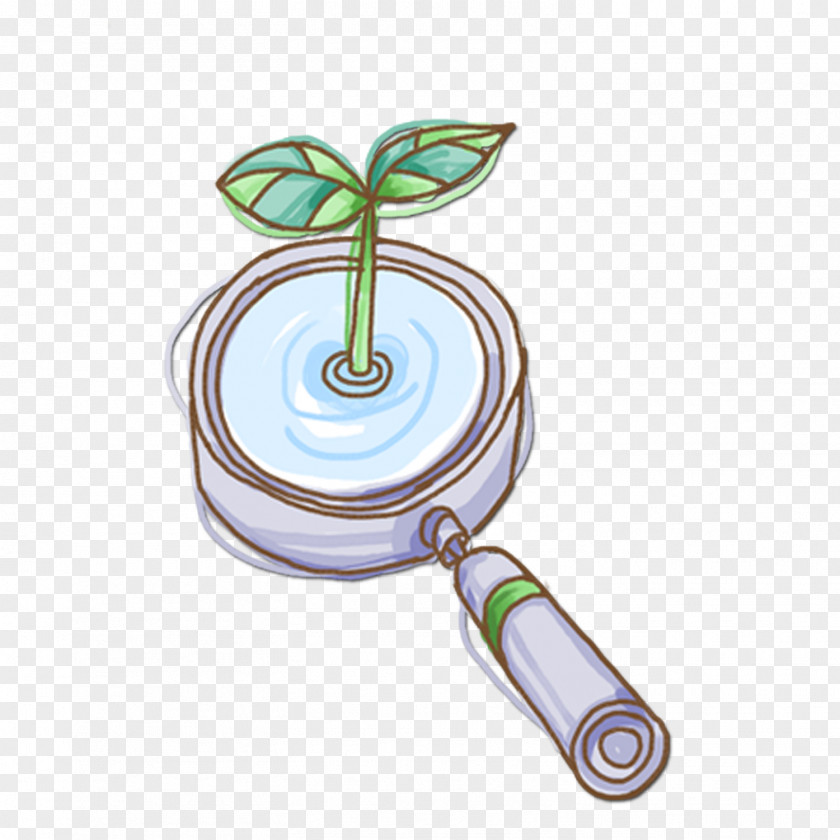 Hand-painted Magnifying Glass Plants Bonsai PNG