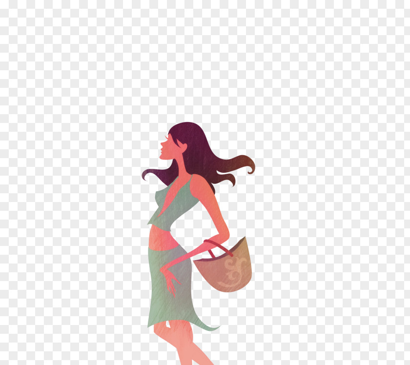 Vector Urban Women Shopping Sticker Clip Art PNG