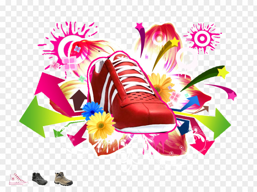Colorful Sneakers Graphic Design Poster PNG